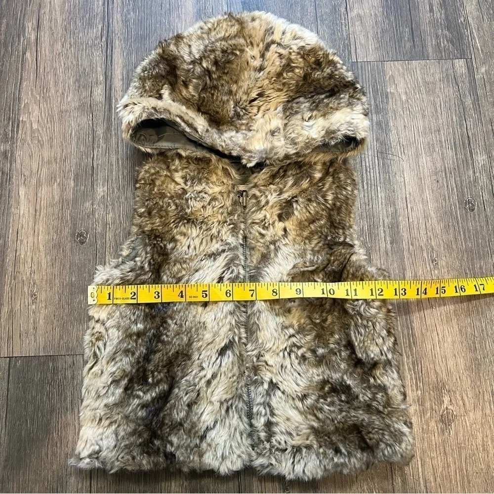 Gap Kids Brown Fur Jacket Hoodie Vest Size 18-24 Months